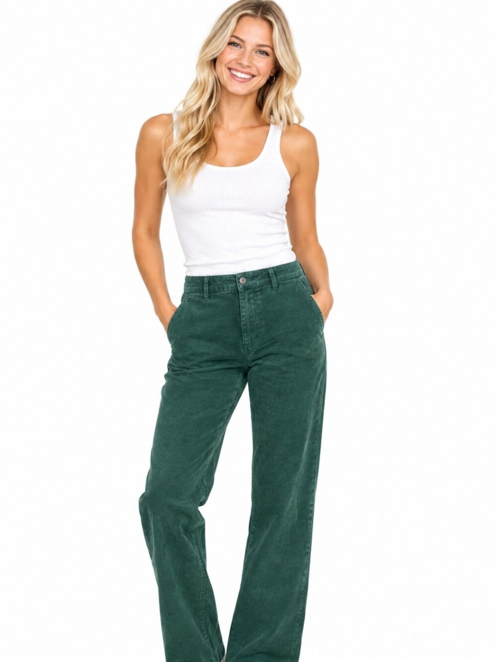 J. Crew Wide-Leg Corduroy Pants in Deep Forest Green (Sz:27)